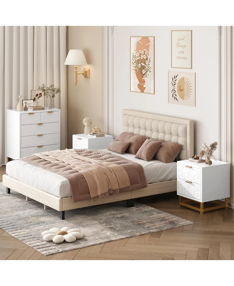 Dressers for Bedroom Drawer, Chest of Drawers with Metal Base, Modern Dresser Chest Cabinet Organizer,White