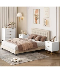 Dressers for Bedroom Drawer, Chest of Drawers with Metal Base, Modern Dresser Chest Cabinet Organizer,White