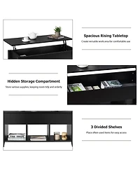 Gymax Lift Top Coffee Table w/ Storage Compartment Shelf Living Room Furniture Black