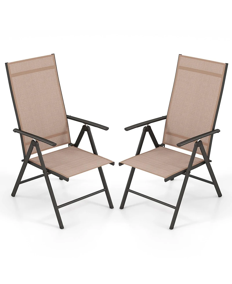 Pcs Patio Folding Dining Chair with 7-Level Adjustable High Backrest for Garden