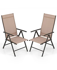 Pcs Patio Folding Dining Chair with 7-Level Adjustable High Backrest for Garden