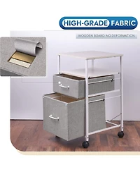 2 Drawer Mobile File Cabinet, Rolling Printer Stand with Open Storage Shelf, Fabric Vertical Filing Cabinet fits A4 or Letter Size for Home Office, Li