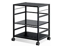 Mobile 3-Shelf Printer Stand with Adjustable Shelves, Modern Printer Cart with Large Storage Space, Printer Stand for Home Office, Black