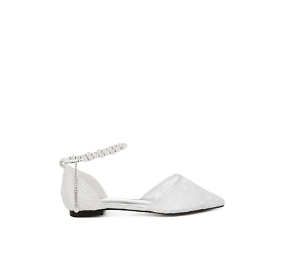 Rag & Co Shrami Pearl Rhinestone Strap Flat Sandals