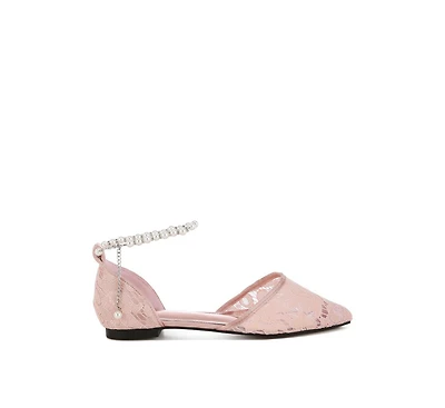Rag & Co Shrami Pearl Rhinestone Strap Flat Sandals