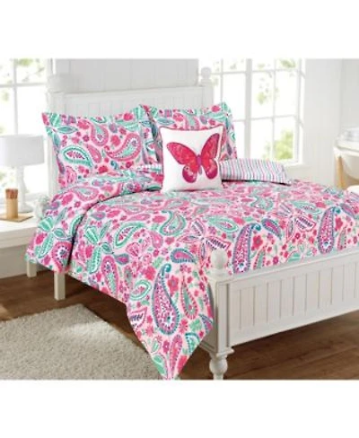 Alex Bella Watercolor Flutter Pink 4 Piece Microfiber Comforter Set Full