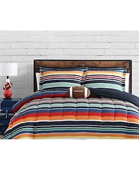 Alex + Bella Sportset Stripe Black Multi 4-Piece Soft Microfiber Comforter Set - Full