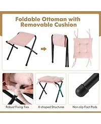 Costway Lazy Sofa Chair Accent Leisure Armchair with Folding Footrest & Storage Pocket