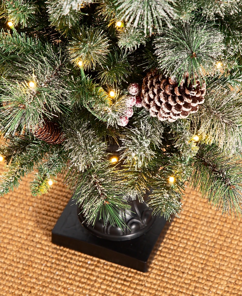 Glitzhome Pre-Lit Flocked Pine Artificial Christmas Porch Tree
