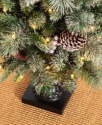 Glitzhome Pre-Lit Flocked Pine Artificial Christmas Porch Tree