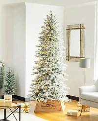 Glitzhome Natural Wooden Trapezoid Farm Fresh Christmas Trees, 26"