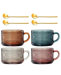 The Wine Savant Vintage Glass Coffee Mugs, Set of 4