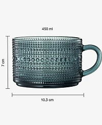 The Wine Savant Vintage Glass Coffee Mugs With Handles, Spoons Lid, Set of 6