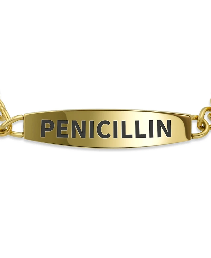 Bling Jewelry Penicillin Medical Identification Id Bracelet Miami Cuban Link Chain Gold 2 Tone Stainless