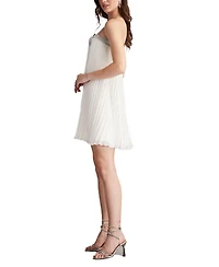 Tadashi Shoji Women's Jemny Pleated Chiffon Trapeze Mini Dress