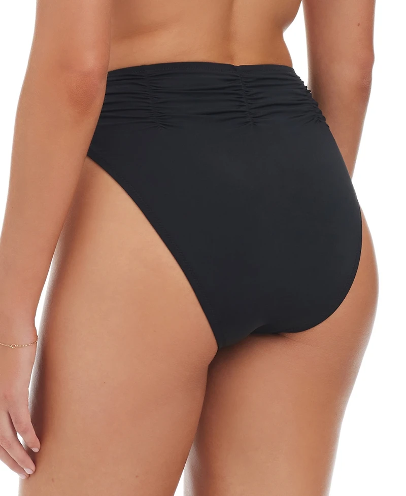 Sanctuary Women's Beach Goddess Excess Shirred-Waist High-Leg High-Rise Bikini Bottoms