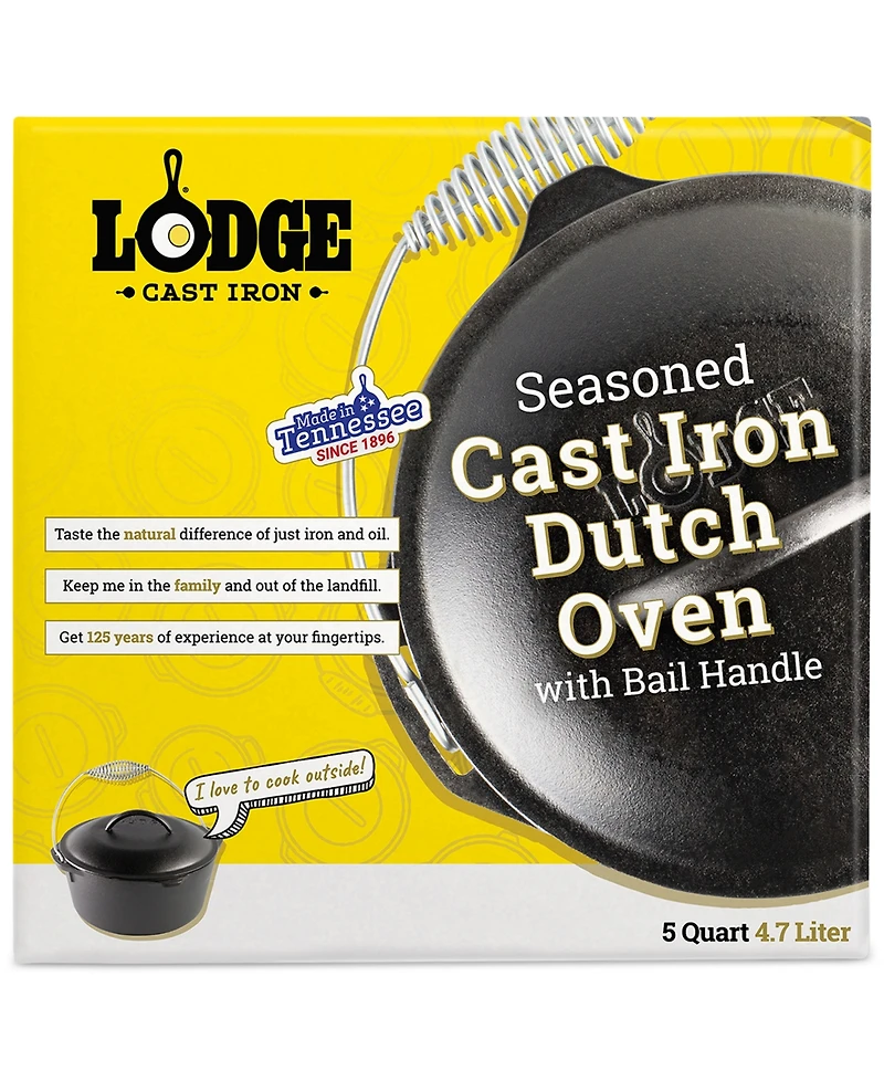 Lodge Cast Iron 5-Qt. Cast Iron Dutch Oven with Bail Handle