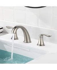 gaomon Bathroom Sink Faucet, Faucet for Bathroom Sink, Widespread Brushed Nickel Bathroom Faucet 3 Hole (Brushed Nickel 2 Packs)