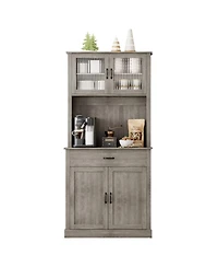 gaomon Kitchen Pantry Cabinet, 71" Tall Kitchen Hutch Storage Cabinet with Microwave Stand, Freestanding Buffet Cabinet