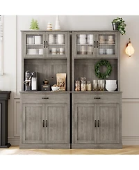 gaomon Kitchen Pantry Cabinet, 71" Tall Kitchen Hutch Storage Cabinet with Microwave Stand, Freestanding Buffet Cabinet