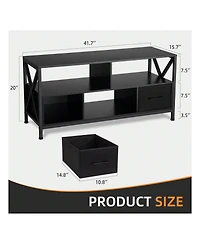 Dresser Tv Stand, Wide 2 Drawer Dresser For Storage And Organization, Entertainment Center With Fabric Drawers, Dressers For Bedroom, Tv Table For 50