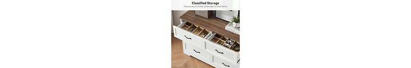 gaomon Dresser For Bedroom With 6 Drawers, Wood Drawer Dresser Chest Of Drawers For Closet, Living Room, Hallway, Nursery, Kids Bedroom(White and Brow