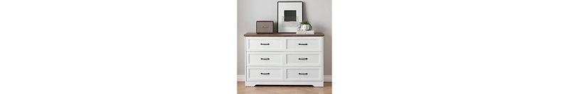 gaomon Dresser For Bedroom With 6 Drawers, Wood Drawer Dresser Chest Of Drawers For Closet, Living Room, Hallway, Nursery, Kids Bedroom(White and Brow