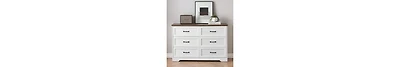 gaomon Dresser For Bedroom With 6 Drawers, Wood Drawer Dresser Chest Of Drawers For Closet, Living Room, Hallway, Nursery, Kids Bedroom(White and Brow