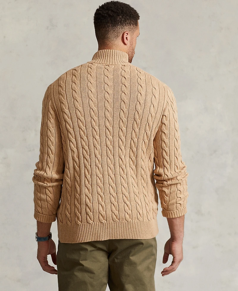 Polo Ralph Lauren Men's Big & Tall Cable-Knit Cotton Quarter-Zip Sweater