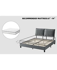 gaomon Queen Bed Frame, Metal Bed Frame with Removable Pillow Back, Platform Bed Frame with Wood Slat Support