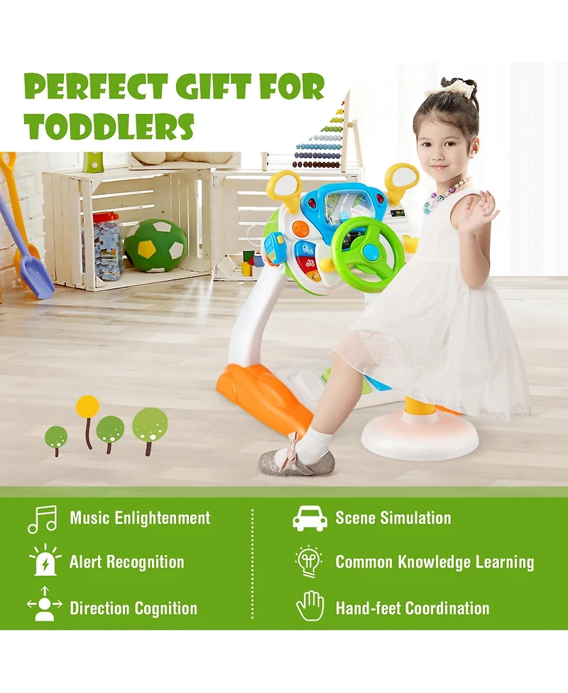Gymax Kids Pretend Ride on Toy Driver Simulation Car Toddler Light Sound