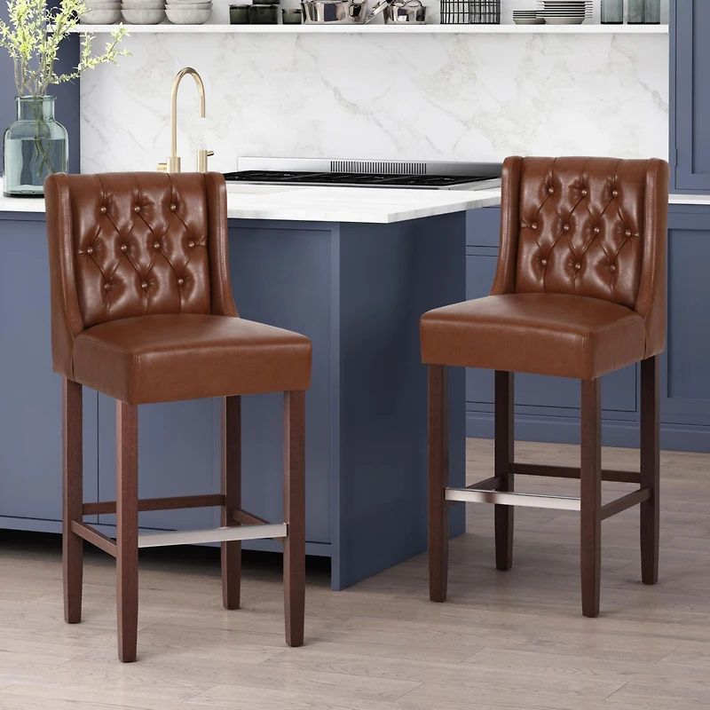 Set of 2 Bar Stools with 30.5" Seat Height and Backrest, Perfect for Kitchen Island or Home -The Pop