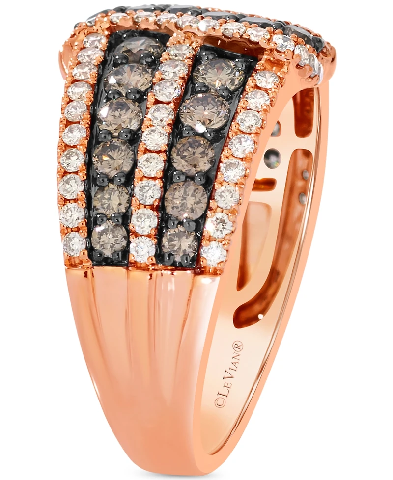 Le Vian Chocolate Diamond & Nude Diamond Multirow Crossover Statement Ring (1-5/8 ct. t.w.) in 14k Rose Gold