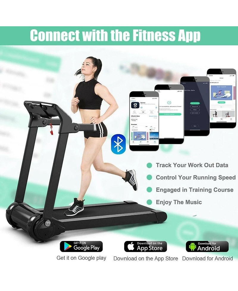 Hongge 3HP Electric Folding Treadmill with Bluetooth Speaker-Silver