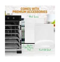 NutriChef Premium Food Dehydrator Machine with 6 Stainless Steel Trays, Digital Timer, and Temperature Control - NCDH6S7