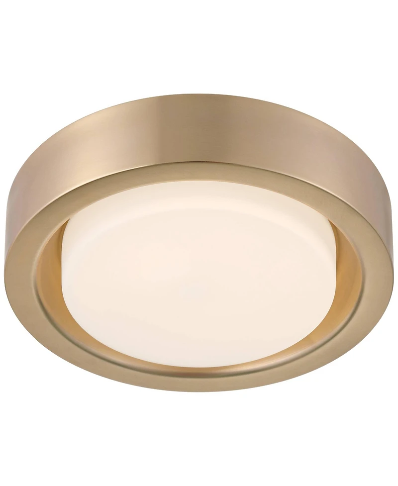 360 Lighting Jayson 12 3/4" Modern Flush-Mount Ceiling Light Fixture Kitchen Foyer Round Led Satin Bronze Finish White Glass