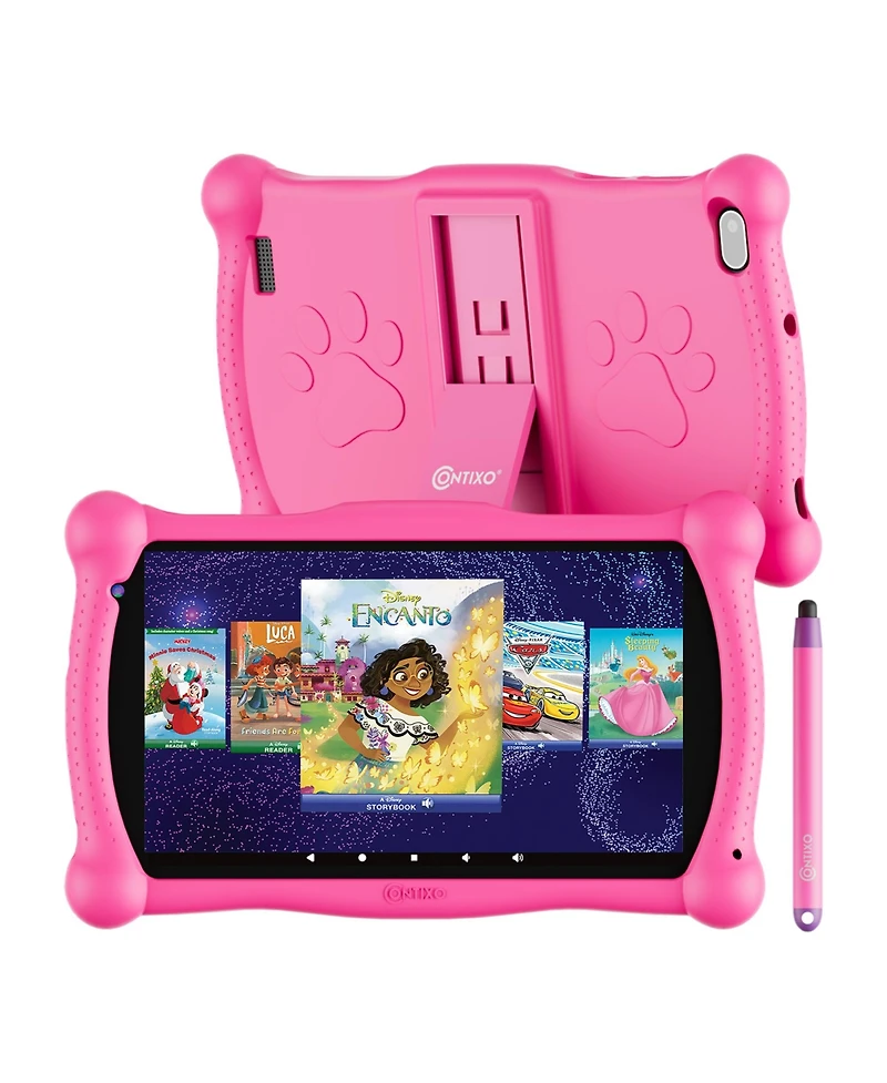 Contixo 7" Android Kids Tablet 32GB, Includes 50+ Disney Storybooks & Stickers, Protective Case with Kickstand & Stylus, (2024 Model)