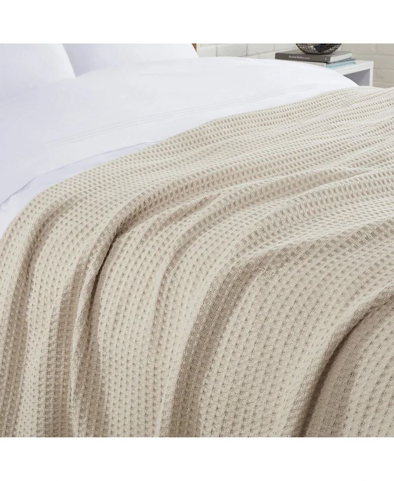 Haryana Luxury Waffle Weave Cotton Bed Blanket, Queen 90x90 in. (Color Options), Warm Blanket for Bedrooms