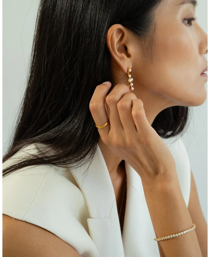 Sterling Silver 18k Gold Plated Victoria Pearl Earrings – Dainty Summer Earrings, Lightweight, Vacation Style, Warm Weather Look