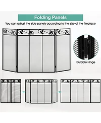 Sugift 3-Panel Fireplace Screen Decor Cover with Exquisite Pattern