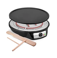 NutriChef Electric Crepe Maker and Griddle with Adjustable Temperature Control, 12-Inch Nonstick Plate - PCRM15D
