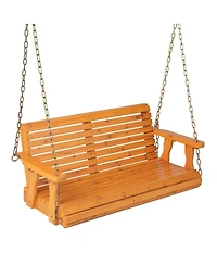 Slickblue 2-Person Wooden Porch Swing with Hanging Chains for Garden Yard