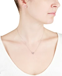 2-Pc. Set Cubic Zirconia Interlocking Rings Pendant Necklace & Solitaire Stud Earrings in Sterling Silver (Also available in 14k Gold over Sterling Si