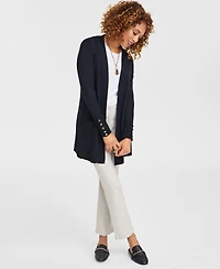 Jm Collection Women's Button-Sleeve Flyaway Cardigan Sweater