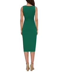Siena Women's Ruched Side-Twist Sleeveless Midi Dress