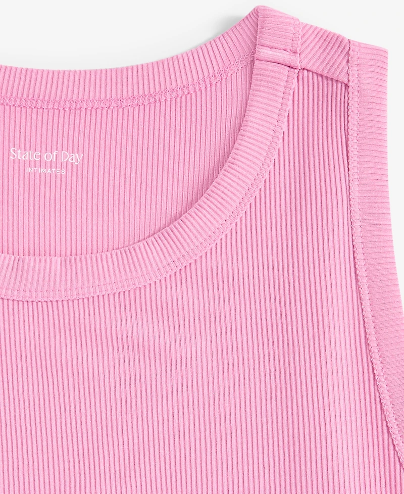 State of Day Women's Ribbed High-Neck Sleep Tank Xs-3X, Exclusively at Macy's