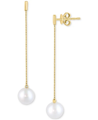 Effy Cultured Freshwater Pearl (7.5MM) & Diamond Accent Drop Earrings in 14k Yellow Gold