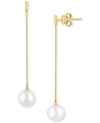 Effy Cultured Freshwater Pearl (7.5MM) & Diamond Accent Drop Earrings in 14k Yellow Gold