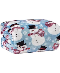 Kate Aurora Winter Blues Christmas Snowman Ultra Soft And Plush Throw Blanket