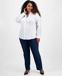 Jones New York Plus Cotton Button-Front Shirt